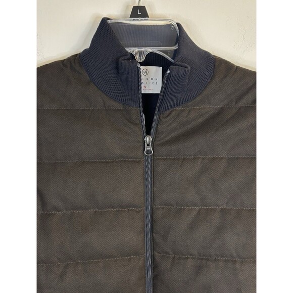 MAISON WOOLIES Puffer Merino Wool Vest Mens Large Full Zip Pockets Navy Classic - Picture 4 of 13